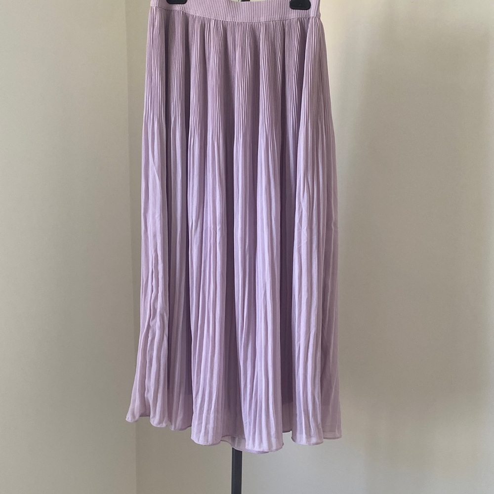 H&M Lavender Pleated A-Line Maxi Skirt